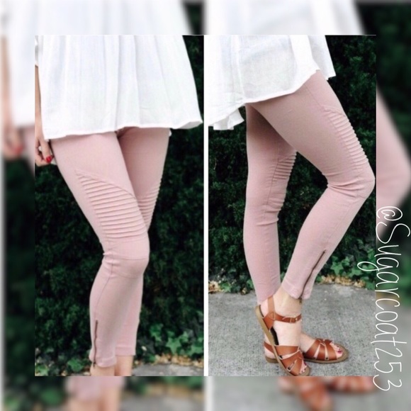 New Mix Pants - •New Mix• Mauve Moto Biker Jeggings